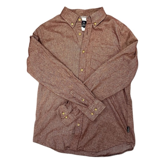 Ben Sherman Men’s maroon Twill Flannel Button Down Long Sleeve shirt Medium - Picture 2 of 11